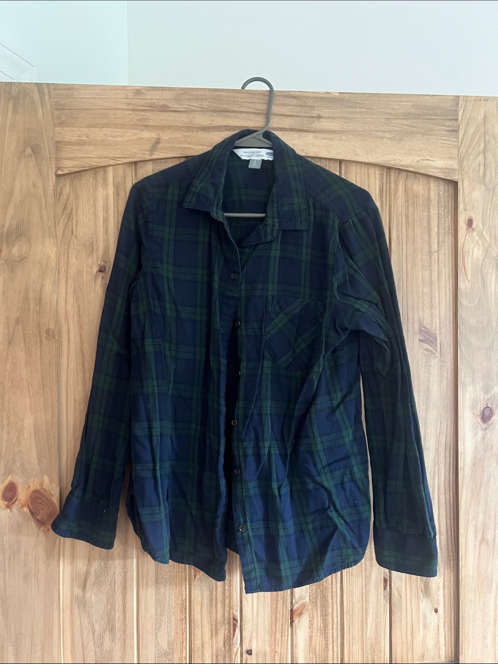 Old Navy Navy & Green Plaid Button-Down Shirt
